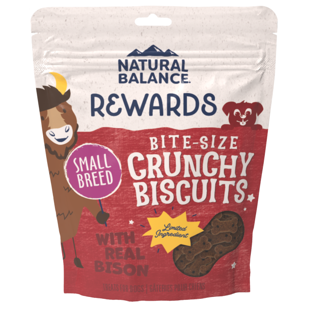 Natural Balance Rewards Bite-Size Crunchy Biscuits Small Breed With Real Bison Dog Treat