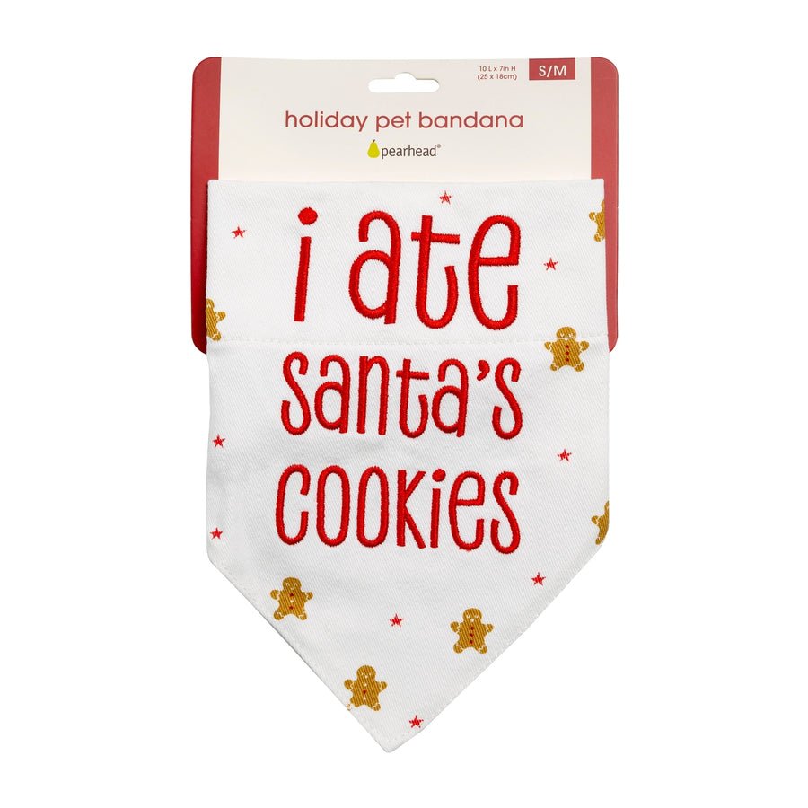 Pearhead "I Ate Santa's Cookies" Christmas S/M Dog Bandana