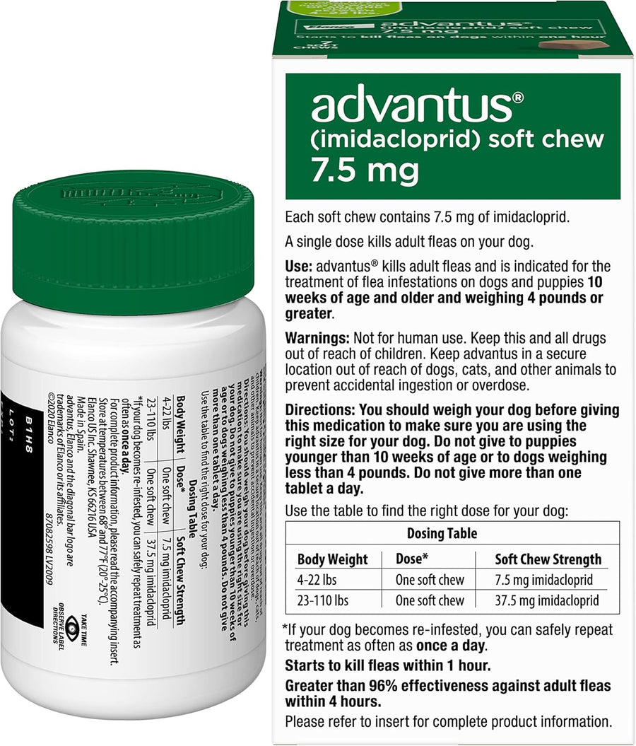 Advantus Chewable Flea Treatment for Small Dogs, 4lb-22lbs