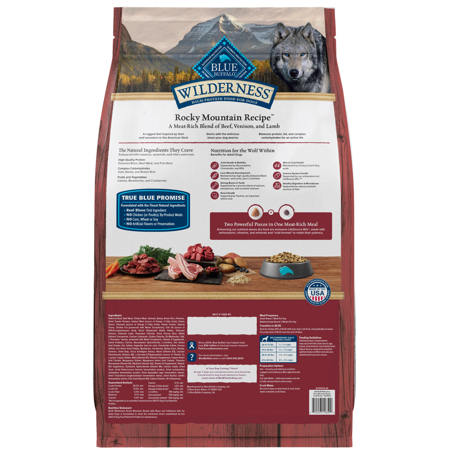 Blue Buffalo Wilderness Rocky Mountain Red Meat High Protein Recipe Large Breed Adult Dry Dog Food