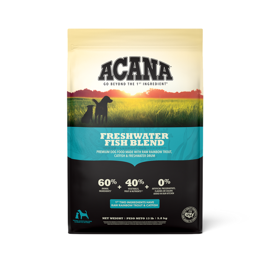 ACANA Freshwater Fish Formula Grain Free Dry Dog Food front of bag.