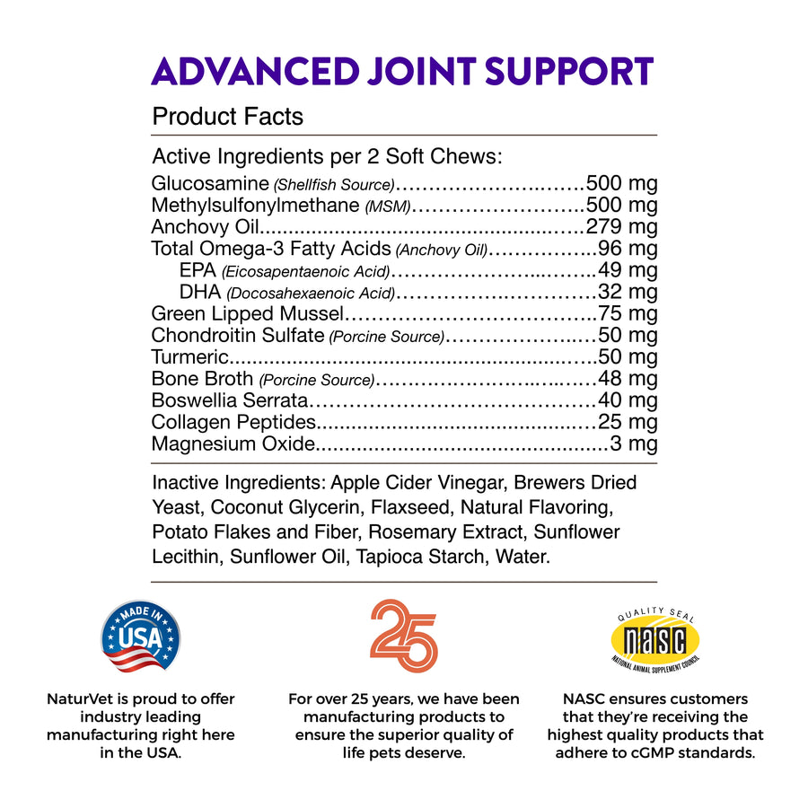 NaturVet Evolutions Advanced Joint Support Soft Chews for Dogs