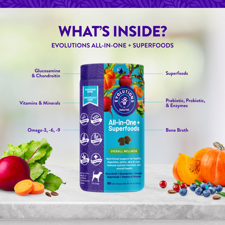 NaturVet Evolutions All-in-One + Superfoods Wellness Soft Chews for Dogs