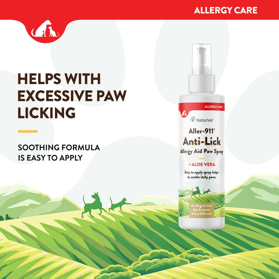 NaturVet Aller911 Antilick Paw Spray for Dogs and Cats