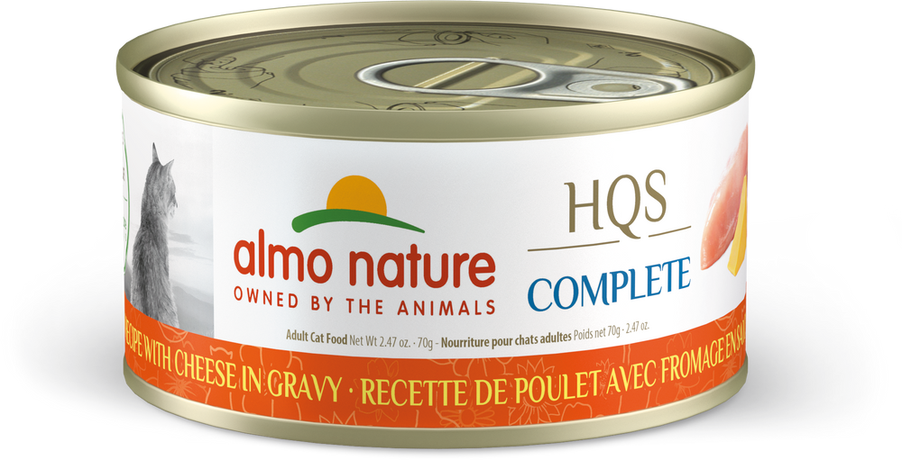 Almo Nature Complete Chicken & Cheese Canned Cat Food 2.47oz, Front Can