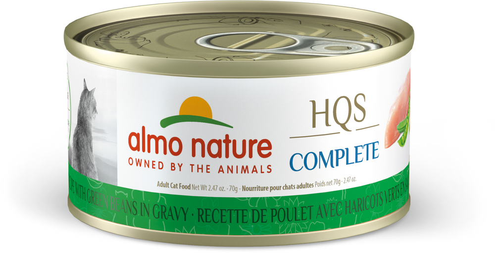 Almo Nature Complete Chicken & Green Beans Canned Cat Food 2.47oz, Front Can
