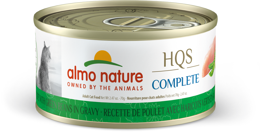 Almo Nature Complete Chicken & Green Beans Canned Cat Food 2.47oz, Front Can