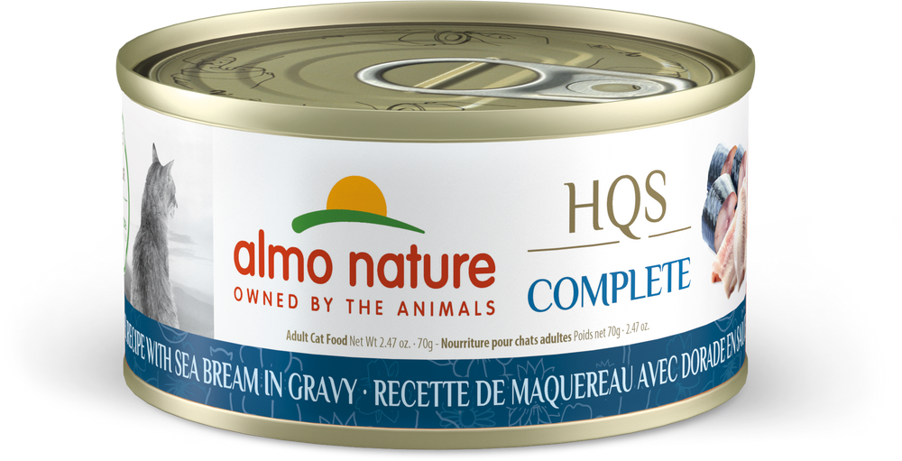 Almo Nature Complete Mackerel & Sea Bream Canned Cat Food 2.47oz, Front Packaging