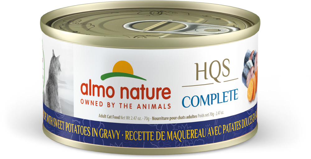 Almo Nature Complete Mackerel & Sweet Potato Canned Cat Food 2.47oz, Front Can