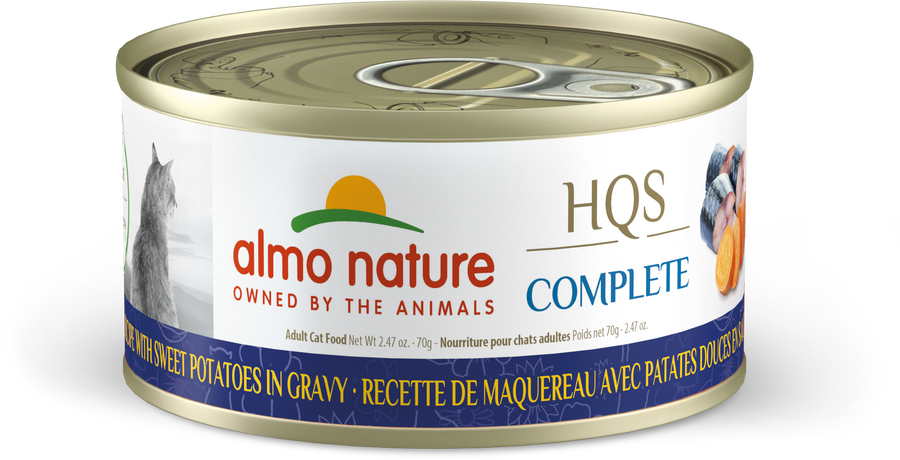 Almo Nature Complete Mackerel & Sweet Potato Canned Cat Food 2.47oz, Front Can