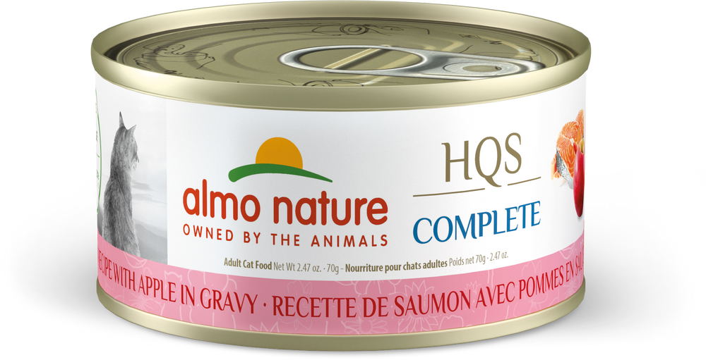 Almo Nature Complete Salmon & Apple Canned Cat Food 2.47oz, Front Can