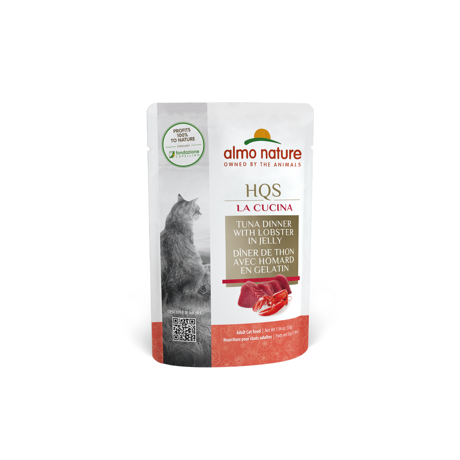 Almo Nature La Cucina Tuna & Lobster Cat Food Pouch 55g, Front Pouch