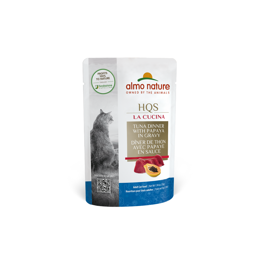 Almo Nature La Cucina Tuna & Papaya Cat Food Pouch 55g, Front Pouch