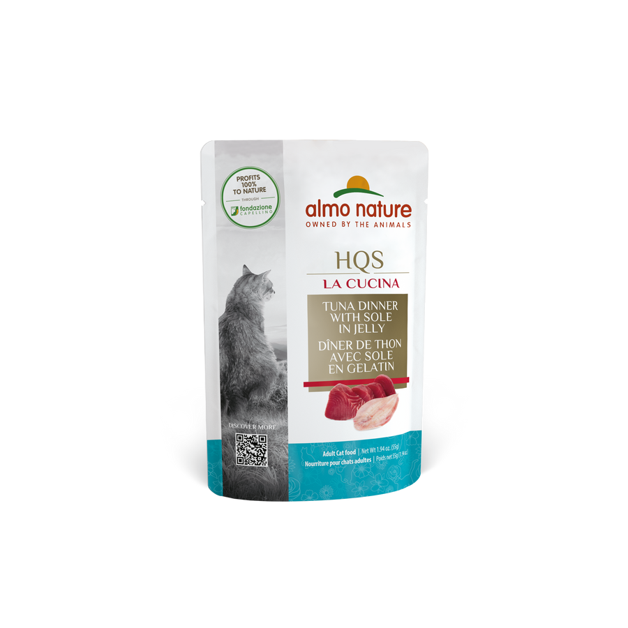 Almo Nature La Cucina Tuna & Sole Cat Food Pouch 55g, Front Pouch