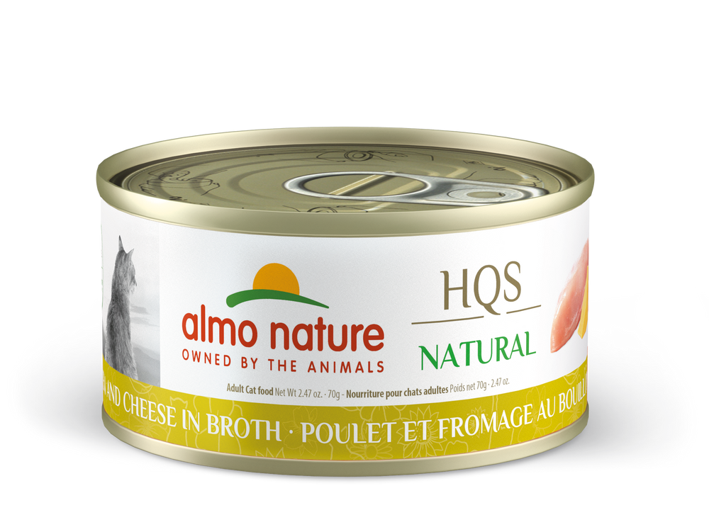 Almo Nature Natural Chicken & Cheese Canned Cat Food 70g, Front Can
