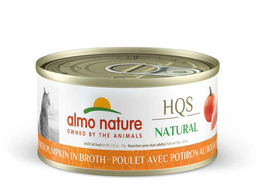 Almo Nature Natural Chicken & Pumpkin Canned Cat Food 70g, Front Can