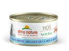 Almo Nature Natural Mixed Seafood in Broth Canned Cat Food 70g, Front Can