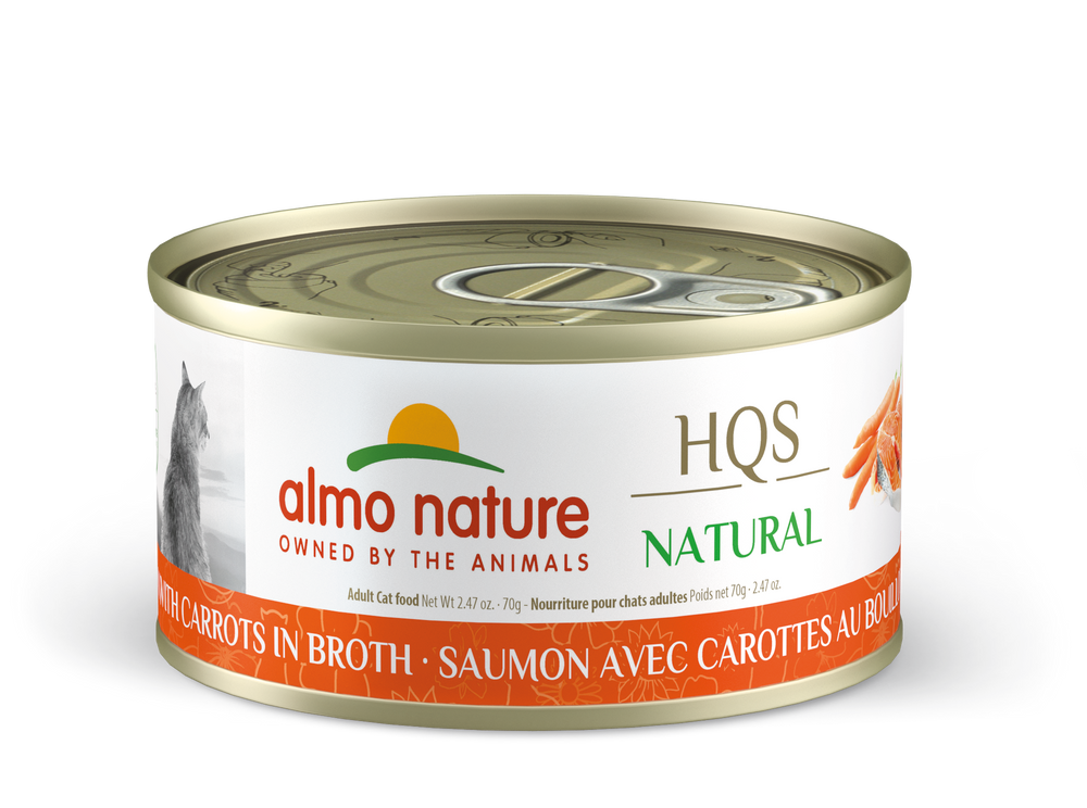 Almo Nature Natural Salmon & Carrots Canned Cat Food 70g, Front Can