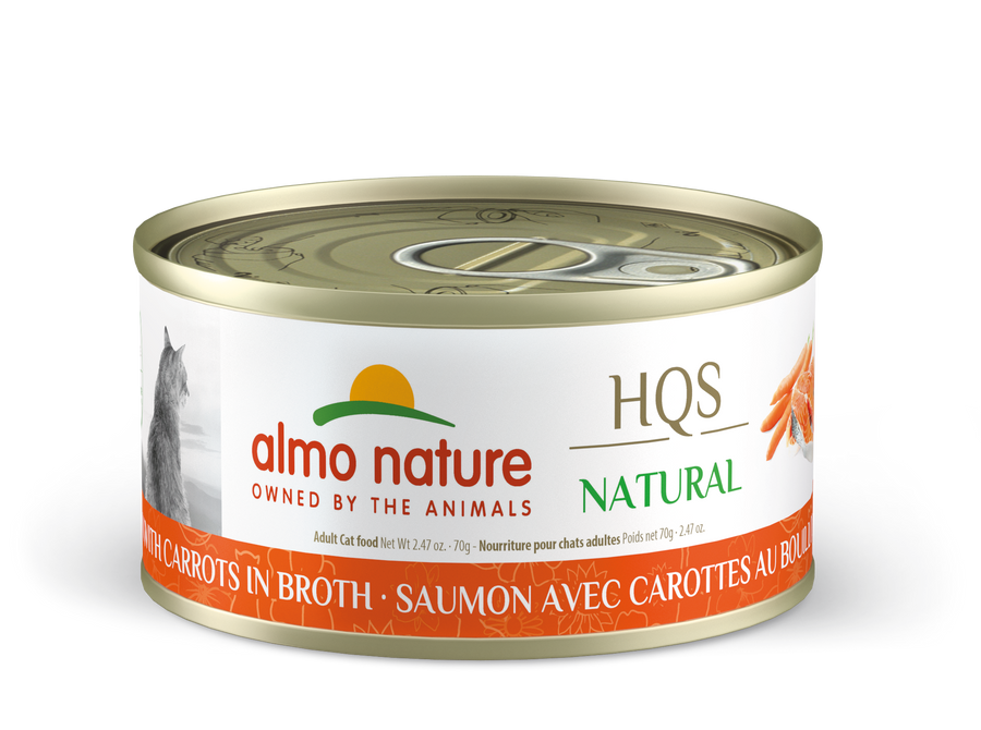 Almo Nature Natural Salmon & Carrots Canned Cat Food 70g, Front Can