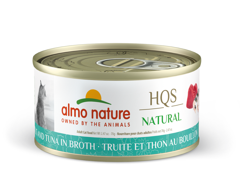Almo Nature Natural Trout & Tuna Canned Cat Food 70g, Front Can