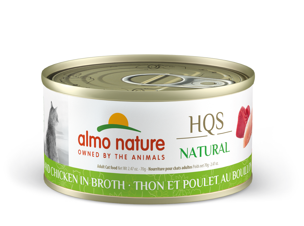 Almo Nature Natural Tuna & Chicken Canned Cat Food 70g, Front Can