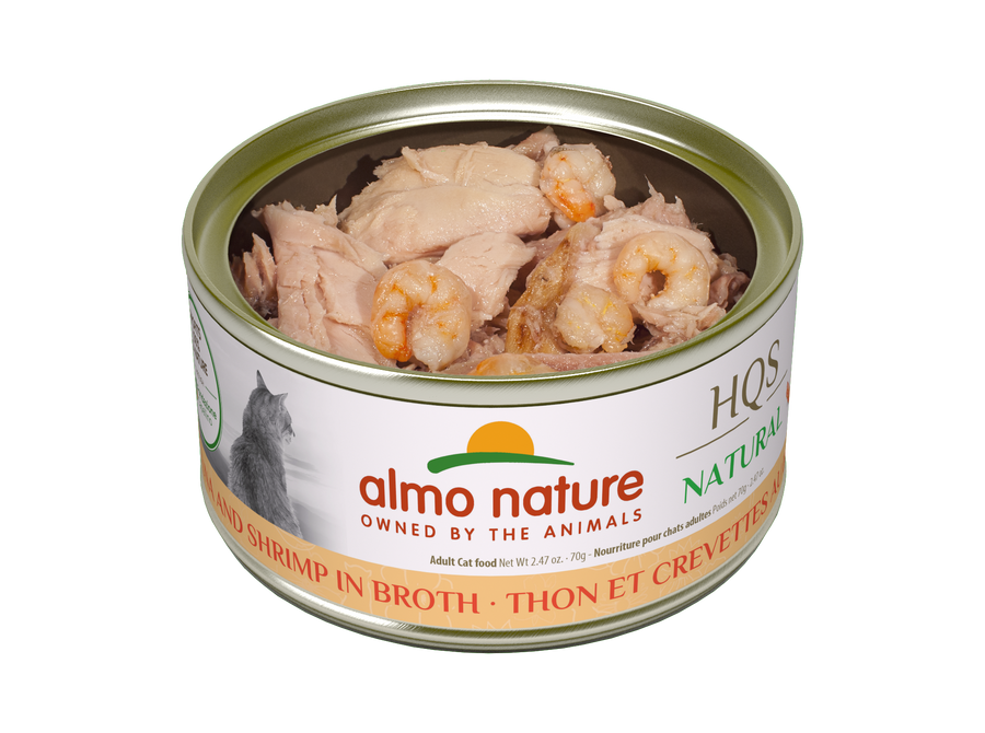 Almo Nature Natural Tuna & Shrimp Canned Cat Food 2.47oz, Opened Tuna Chunks and Shrimp pieces