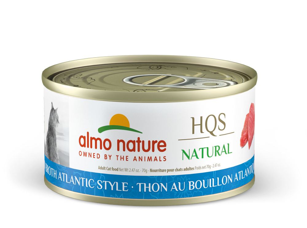Almo Nature Natural Tuna in Broth Atlantic Style Canned Cat Food 70g, Front Can