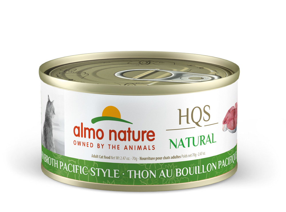 Almo Nature Natural Tuna in Broth Pacific Style Canned Cat Food 70g, Front Can