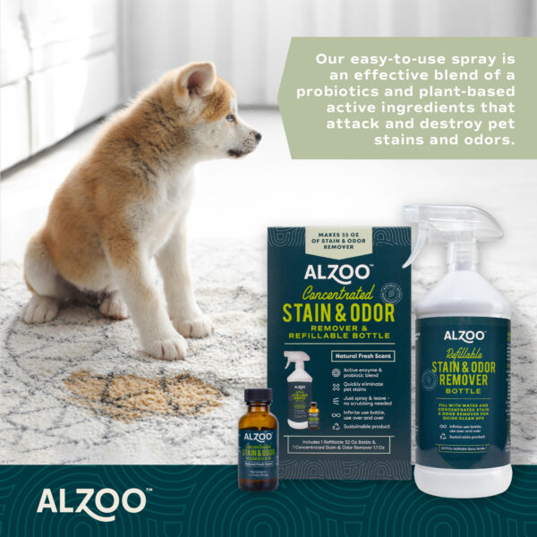 Easy-to -use spray is an effective blend of a probiotics and plant-based acrive ingredients that attack and destroy pet stains and odor.