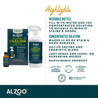 Highlights of Alzoo Concentrated Stain & Odor Remover Kit includes reusable bottle and concentrated solution