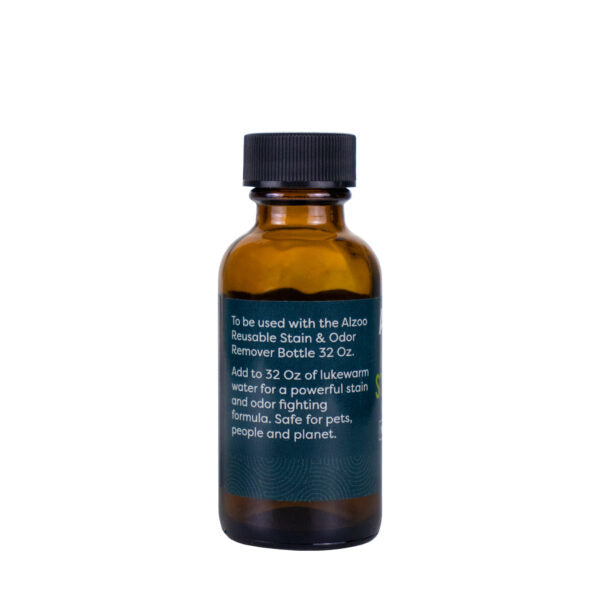 Back bottle of Alzoo Concentrated Stain & Odor Remover Liquid Refill