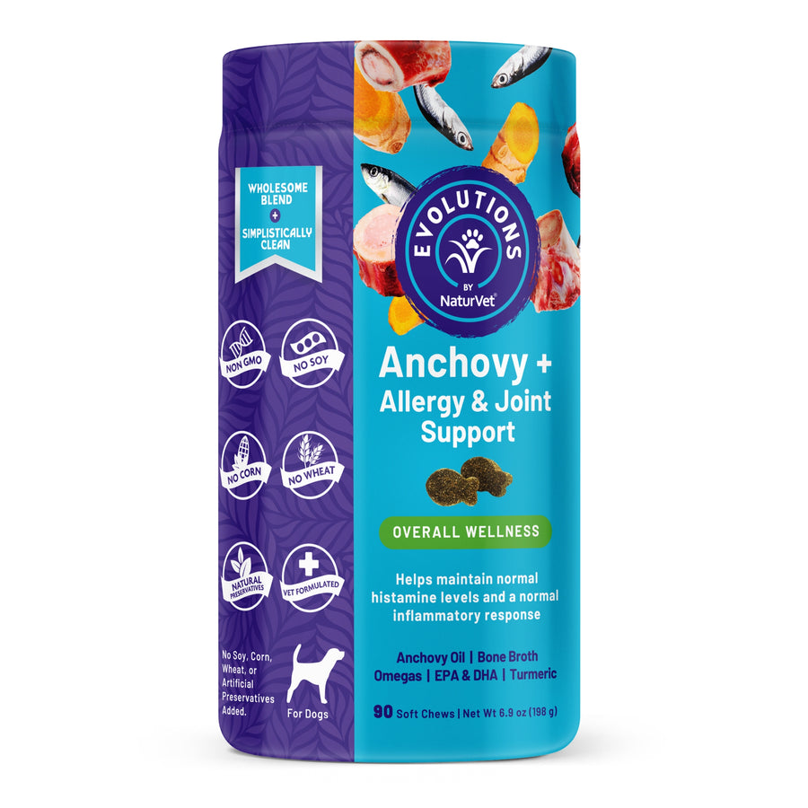 NaturVet Evolutions Anchovy + Allergy & Joint Support Soft Chews for Dogs