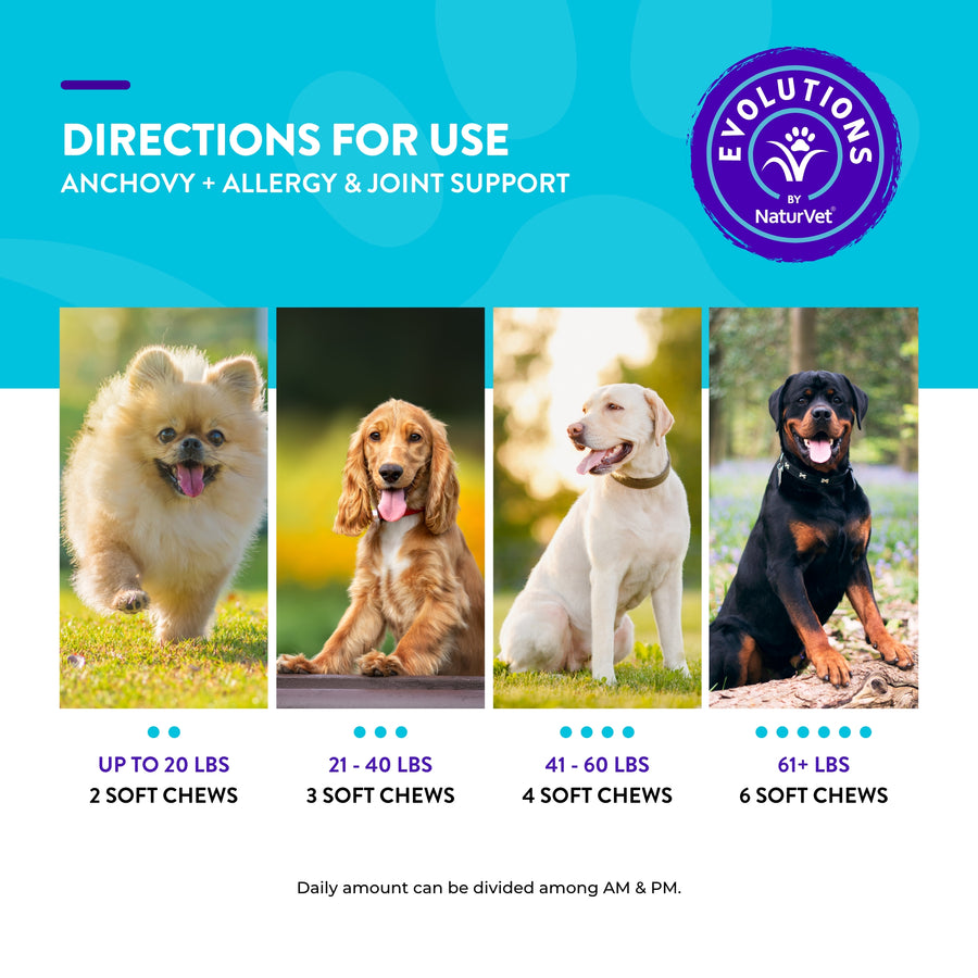 NaturVet Evolutions Anchovy + Allergy & Joint Support Soft Chews for Dogs