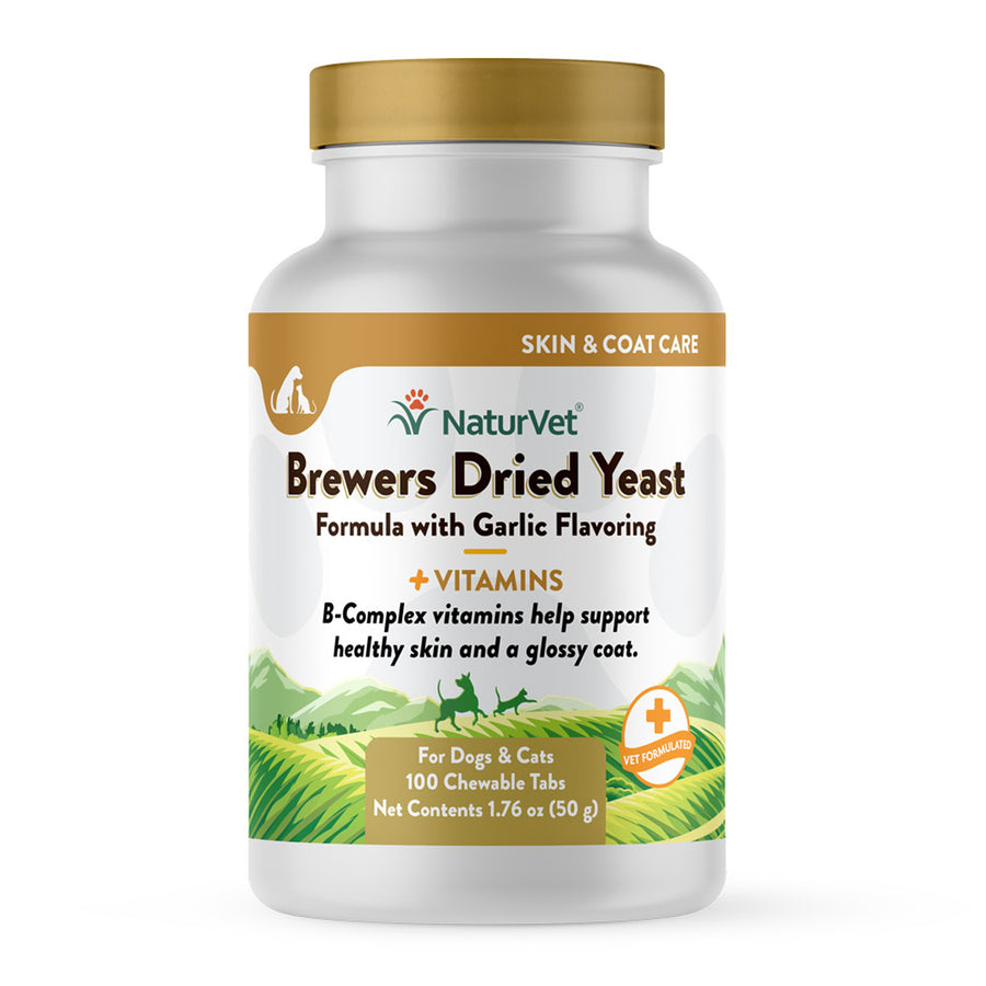 NaturVet Brewers Dried Yeast with Garlic Chewable Tabs for Dogs and Cats