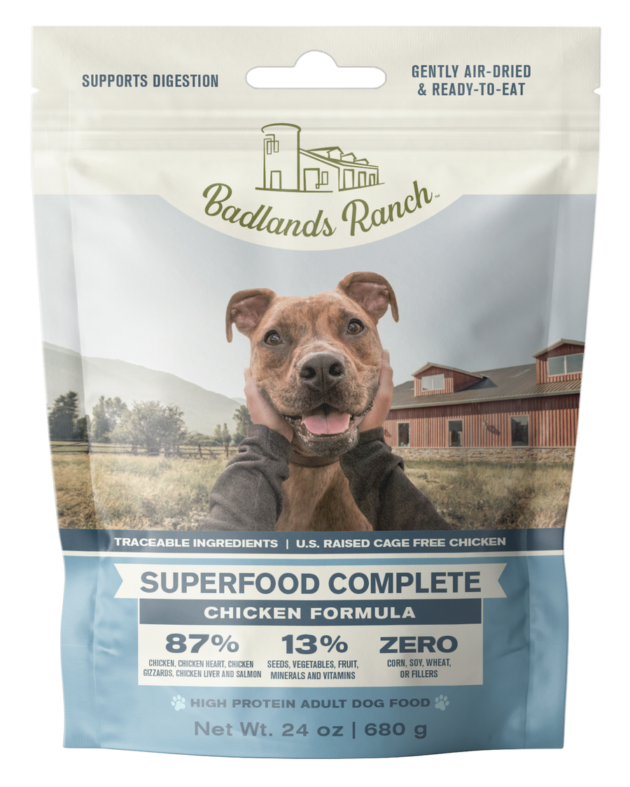 Badlands Ranch Superfood Complete 24 oz package Chicken Formula Front