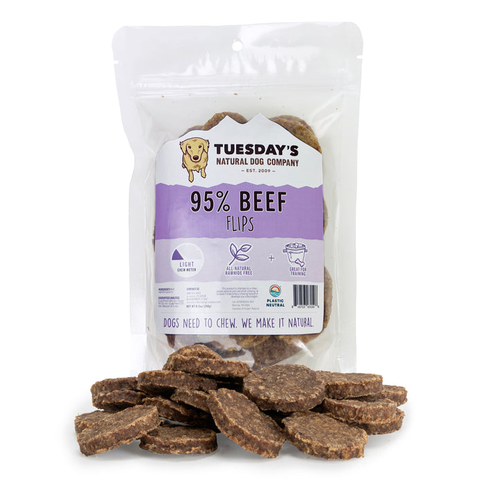 Tuesday's Natural Dog Company Beef Flips Dog Treat