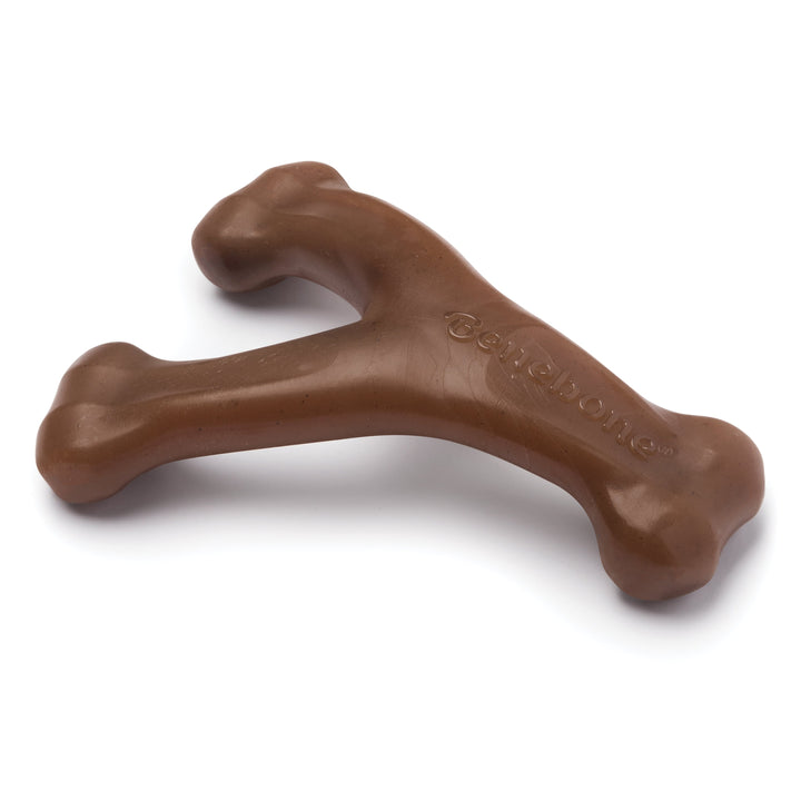 Benebone Wishbone Durable Peanut Butter Flavor Dog Chew Small, Close Up