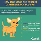 Size guide for Bergan Pet Comfort Carrier. 