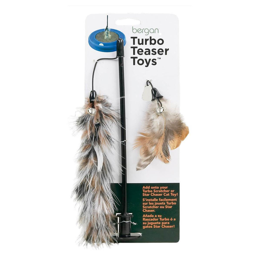 Front packaging of Bergan Turbo Tail Teaser Cat Toy
