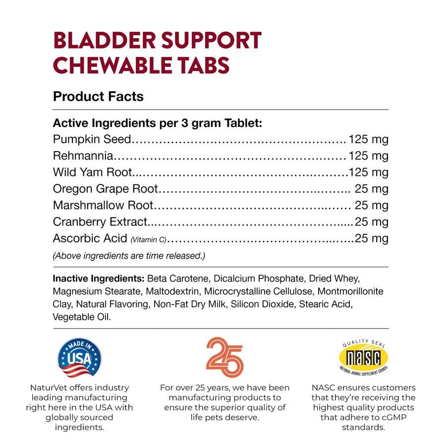 NaturVet Bladder Support Plus Cranberry Chewable Tabs for Dogs