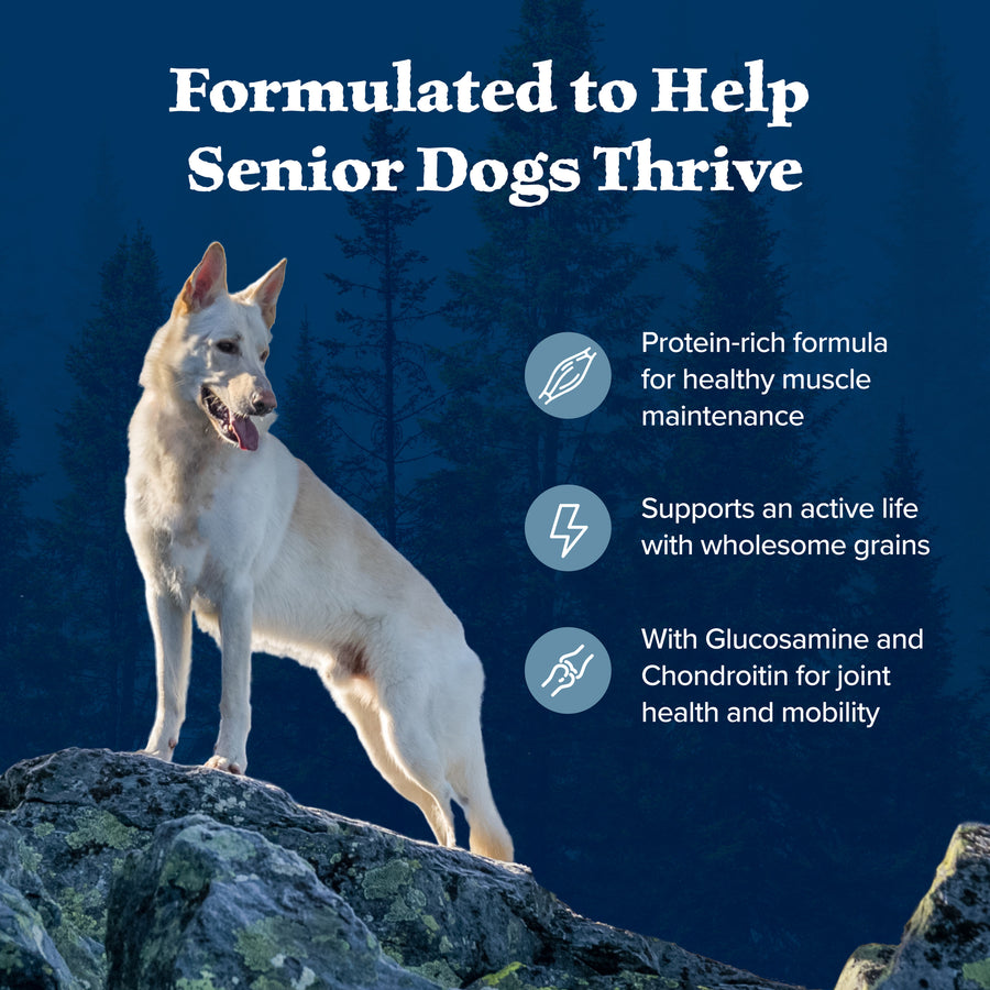 Formulated to help your dog thrive
with Blue Buffalo Wilderness Chicken High Protein Recipe Senior Dry Dog Food 