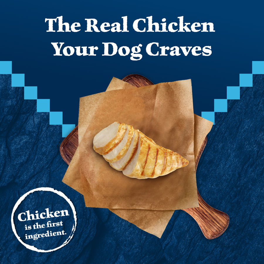 Chicken is the first ingredient dog craves in Blue Buffalo Wilderness Chicken High Protein Recipe Senior Dry Dog Food
