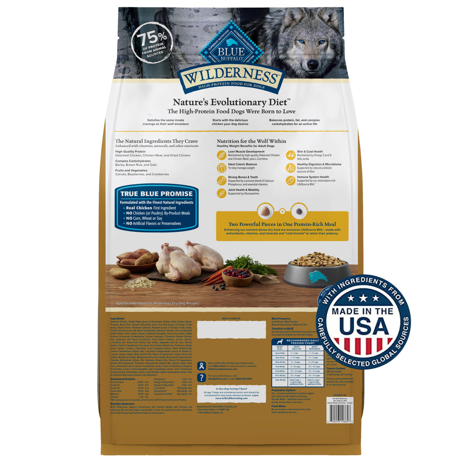 Blue Buffalo Wilderness Healthy Weight Natural Chicken Recipe Adult Dry Dog Food