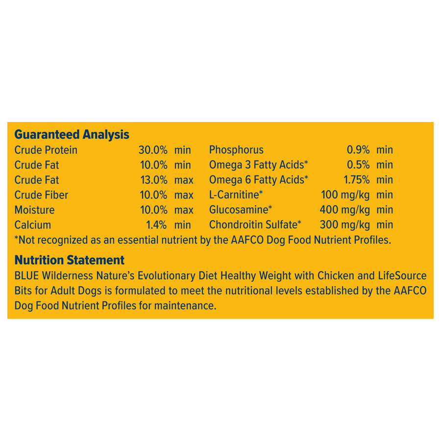 Blue Buffalo Wilderness Healthy Weight Natural Chicken Recipe Adult Dry Dog Food