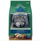Front Bag of Blue Buffalo Wilderness High Protein Duck Recipe Dry Dog Food 24lbs