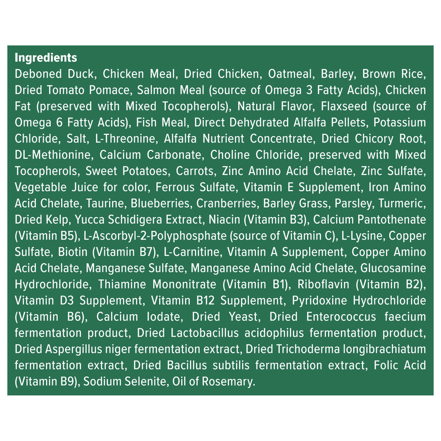 Ingredients for Blue Buffalo Wilderness High Protein Duck Recipe Dry Dog Food 4.5 lb