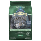 Front Bag of Blue Buffalo Wilderness High Protein Duck Recipe Dry Dog Food 4.5 lbs