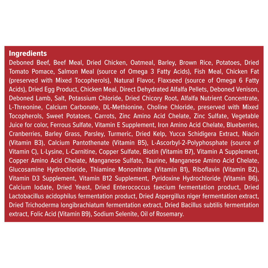 Ingredients of Blue Buffalo Wilderness Rocky Mountain Bison High Protein Recipe Adult Dry Dog Food 4.5 lbs