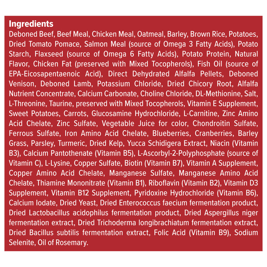 Ingredients of Blue Buffalo Wilderness Rocky Mountain Red Meat High Protein Recipe Large Breed Adult Dry Dog Food