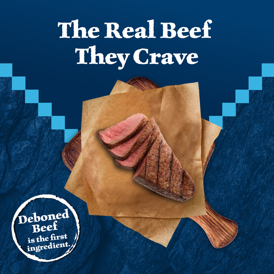 Deboned Beef is the first ingredient in Blue Buffalo Wilderness Rocky Mountain Red Meat High Protein Recipe Large Breed Adult Dry Dog Food 